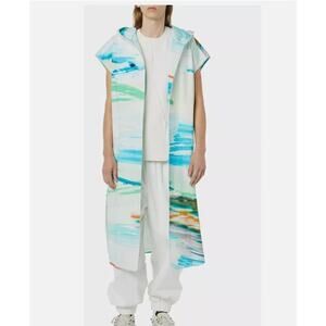 rare/self NWT All Gender Hooded Tie Front Twill Vest Size 6 XXL Women XL Men